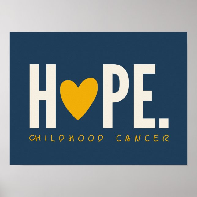 Barncancer HOPE-hjärta Poster Skriv ut tecken (Framsidan)