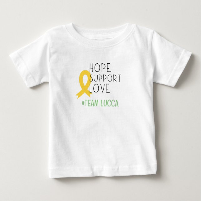 Barncancer.hope#teamName Anpassningsbar Baby T-Shi T Shirt (Framsida)