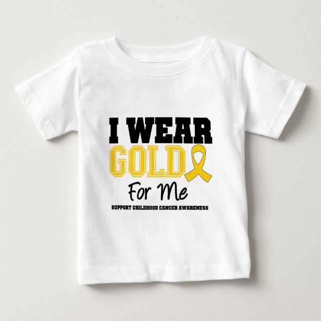 Barncancer I Bära, menyfliksområdet Guld för mig Tee Shirt (Framsida)