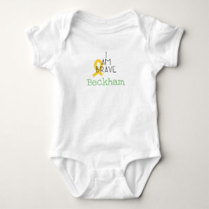 barncancer. Jag är modig.Anpassningsbar Baby Bodyk T Shirt