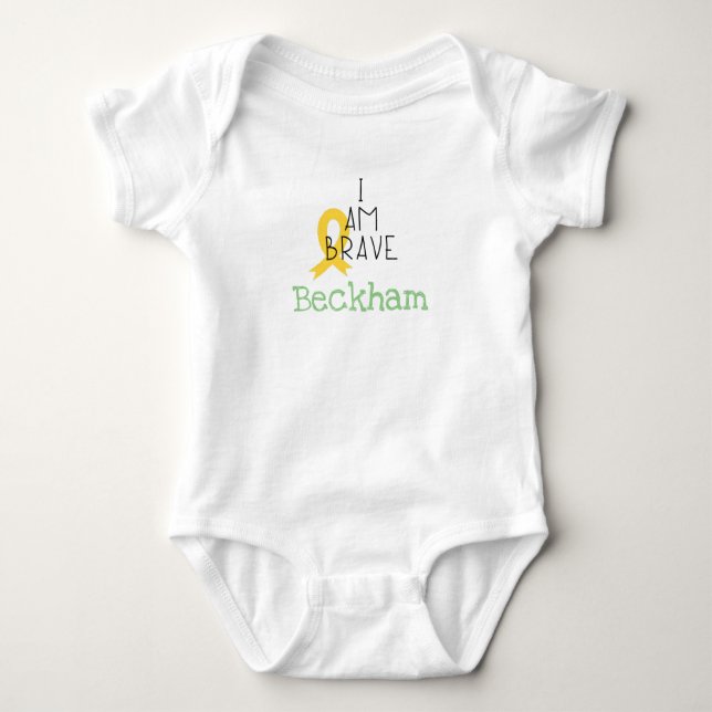 barncancer. Jag är modig.Anpassningsbar Baby Bodyk T Shirt (Framsida)