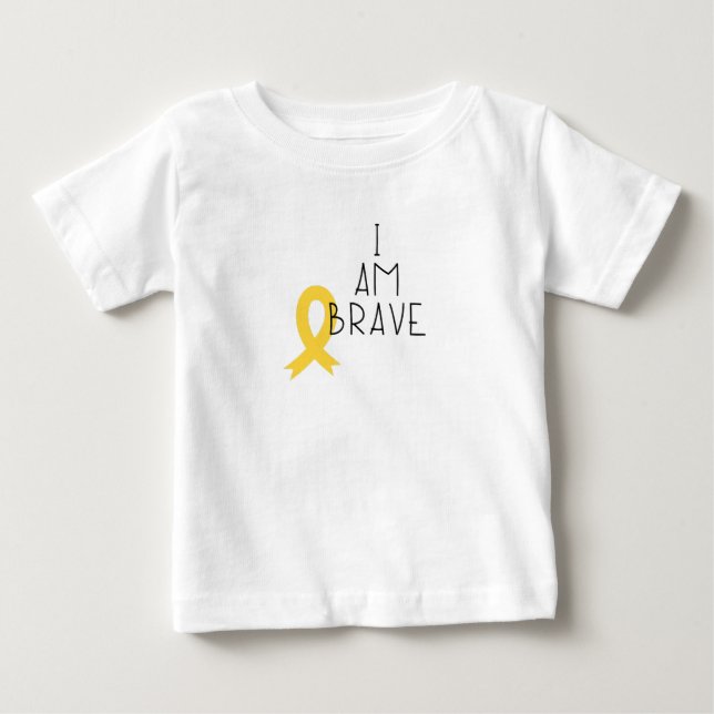 barncancer. Jag är modig. Baby T-Shirt (Framsida)