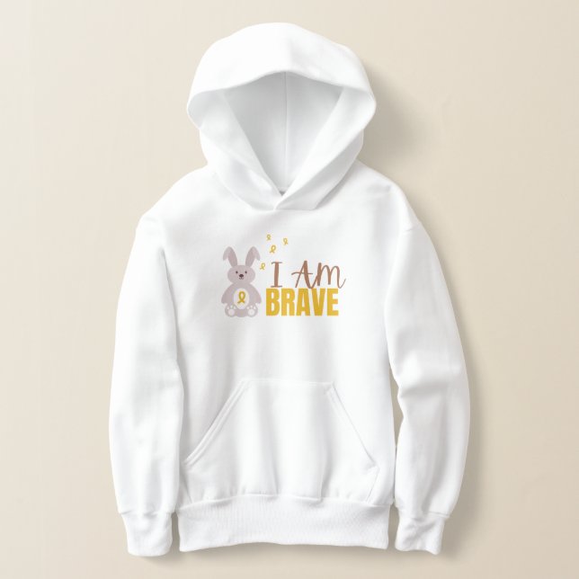 barncancer. Jag är modig. Kids Pullover Hoodie T Shirt (Laydown)