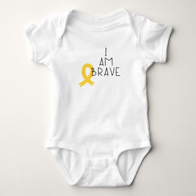 Barncancer.modig. Baby Bodykostym 1-Biet T Shirt (Framsida)