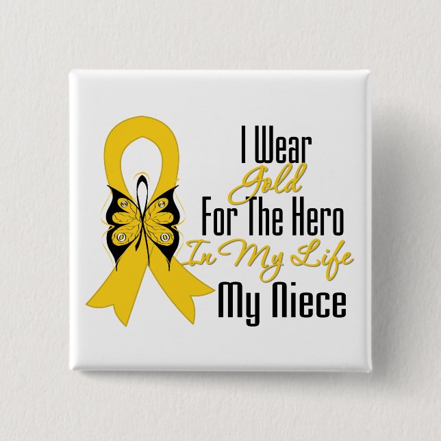 Barncancer Ribbon My Hero My Niece Knapp (Framsida)