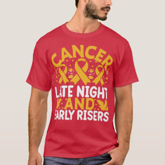 Barncancer Sent natt och Tidigt Rises Yello T Shirt