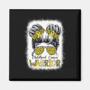 Barncancer Warrior Bleached Guld Messy Bun L Magnet