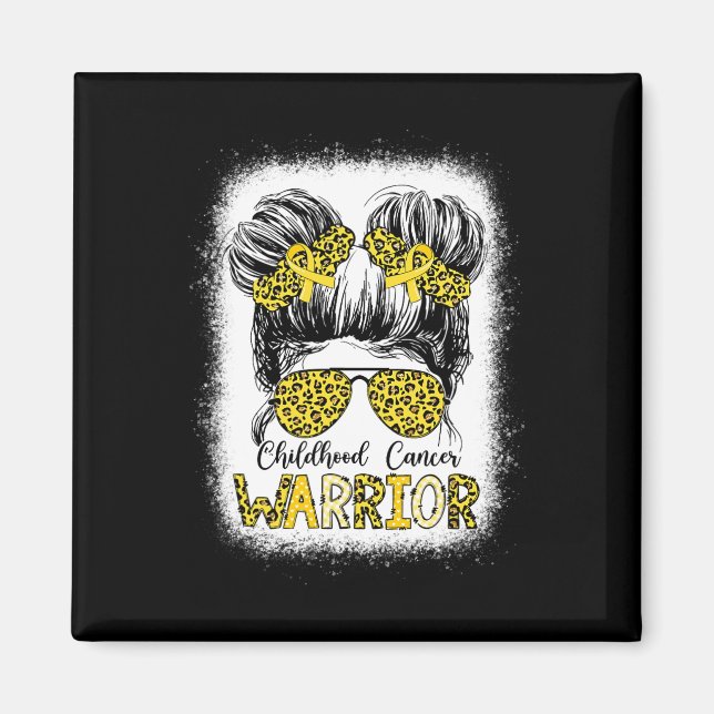 Barncancer Warrior Bleached Guld Messy Bun L Magnet (Framsidan)