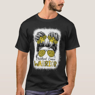 Barncancer Warrior Bleached Guld Messy Bun L T Shirt