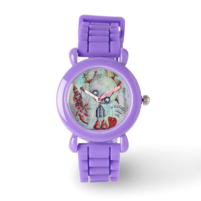Barnclown Pilot Mode Watch Red Blue Pastel Armbandsur (Framsida)