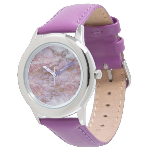 BARNDENS LILA ANPASSNINGSBAR MARBLE INSPIRED WATCH ARMBANDSUR (Vinklad)