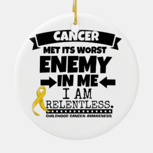 Barndomcancer mötte dess värst fiende i mig julgransprydnad keramik