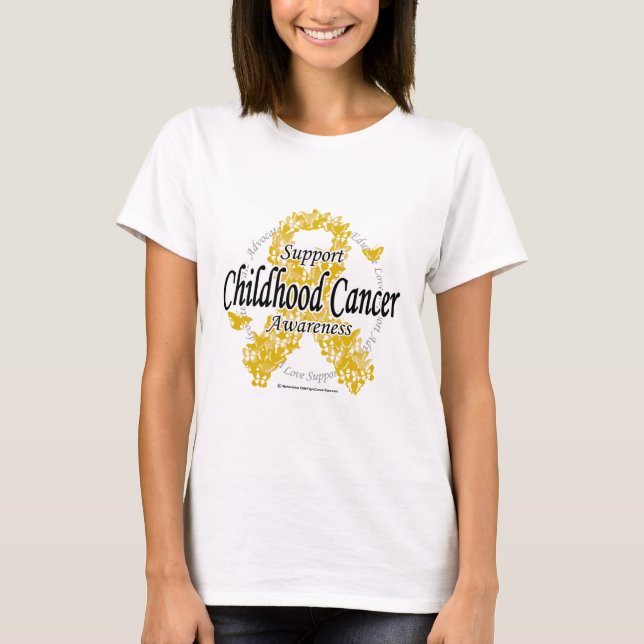 Barndomcancerband av fjärilar t shirt (Framsida)