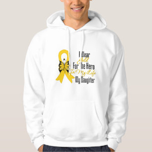 Barndomcancerband min hjälte min dotter sweatshirt med luva