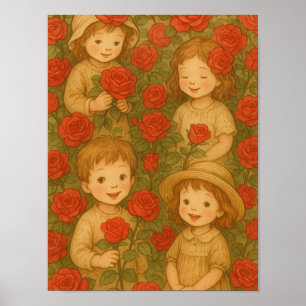 "Barndomens blommor: Rosenträdgårdens förtjusning" Poster