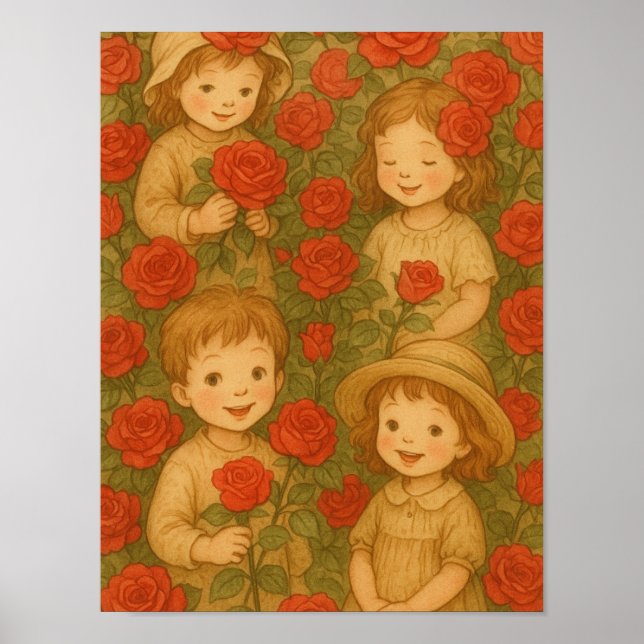 "Barndomens blommor: Rosenträdgårdens förtjusning" Poster (Framsidan)