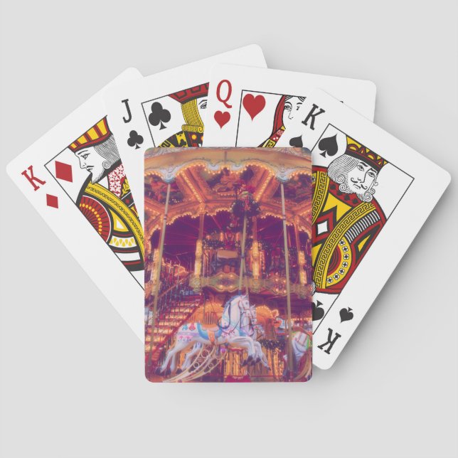 Barndomsdröm - gammal hästkarusell casinokort (Baksidan)