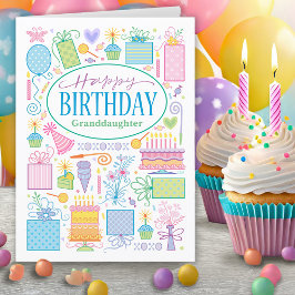 Barndotterkort för Bright Pastel Birthday-ikoner Kort