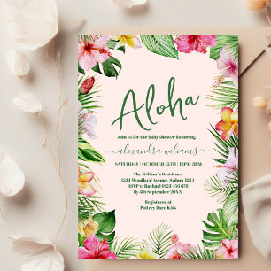 Barndusch för den tropiska blommigten inbjudningar