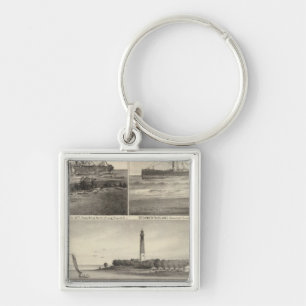 Barnegat Inlet Steamship Amerique Fyrkantig Silverfärgad Nyckelring