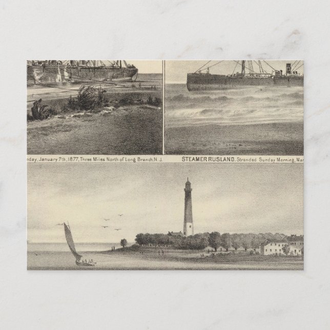 Barnegat Inlet Steamship Amerique Vykort (Framsida)