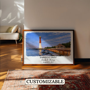 Barnegat Light New Jersey Affisch, Akvarell Poster