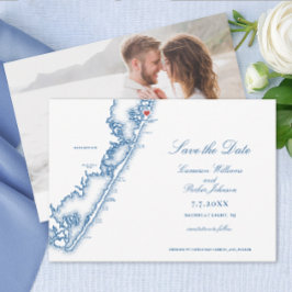 Barnegat Light NJ Map Elegant Navy Blue Wedding Spara Datumet