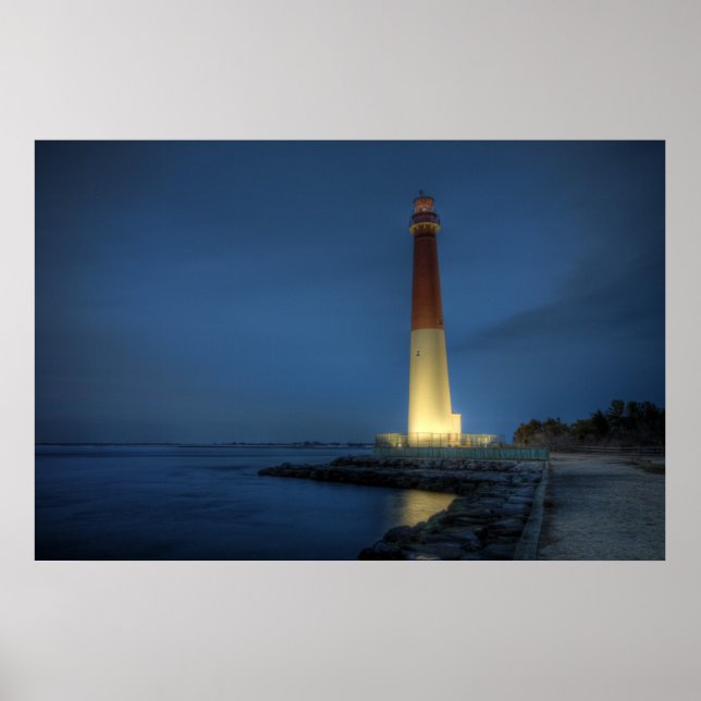 Barnegat Lighthouse i Night Poster (Framsidan)