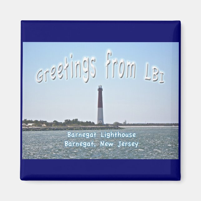 Barnegat Lighthouse LBI Hälsning Magnet (Framsidan)