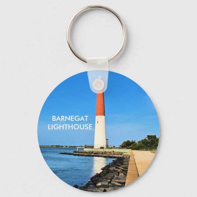Barnegat Lighthouse, New jersey-Button Keychain Nyckelring (Framsida)