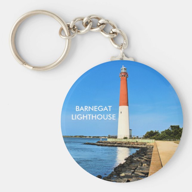 Barnegat Lighthouse, New jersey-Button Keychain Nyckelring (Framsidan)