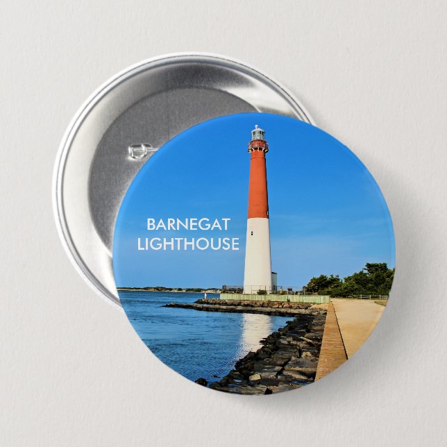 Barnegat Lighthouse, New jersey Button Knapp (Framsida & baksida)