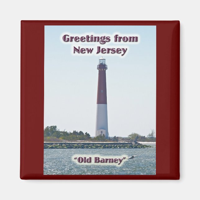 Barnegat Lighthouse NJ Hälsning Magnet (Framsidan)