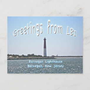 Barnegat Lighthouse (Old Barney) Hälsning LBI Vykort