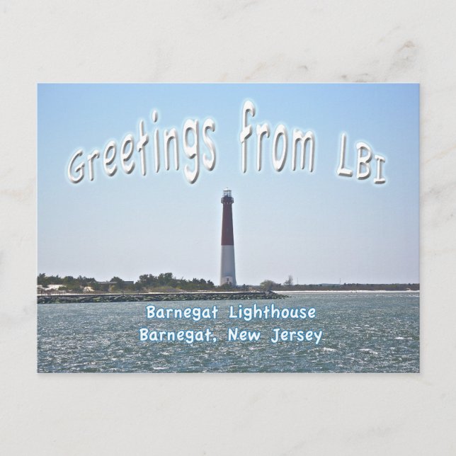 Barnegat Lighthouse (Old Barney) Hälsning LBI Vykort (Framsida)