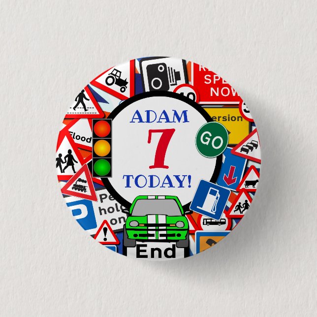 Barnen Anpassningsbar för färgad vägskyltkollage Knapp (Framsida)