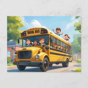 Barnen back to school buss helg vykort