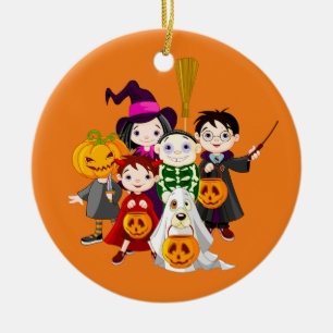 Barnen happy halloween Bus eller godis Julgransprydnad Keramik