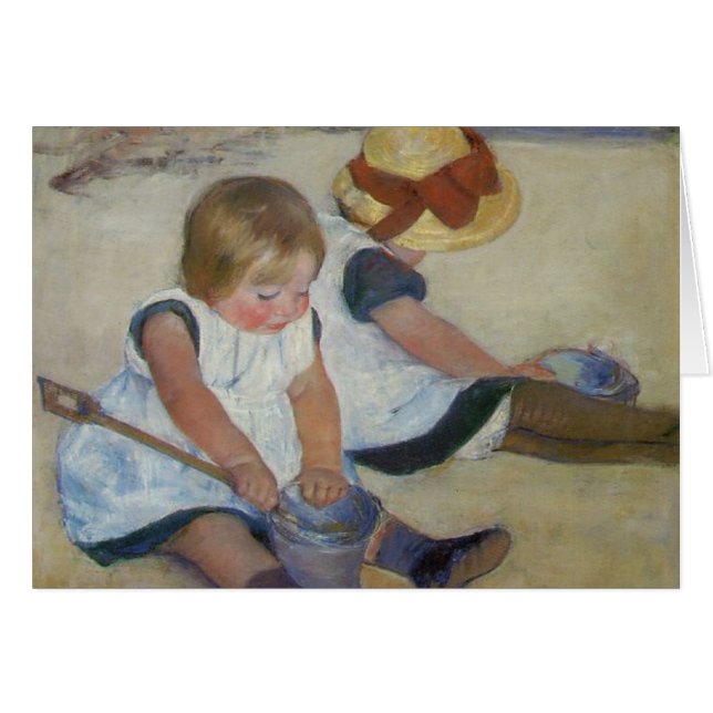 Barnen på stranden, Mary Cassatt Hälsningskort (Framsidan Horizontal)