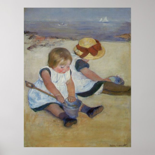 Barnen på stranden, Mary Cassatt Poster (Framsidan)