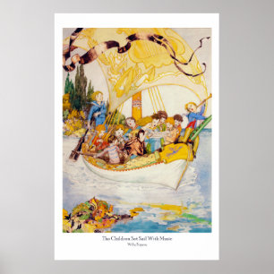 Barnen sätter segel med musik - Willy Pogany Poster
