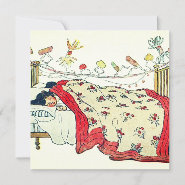 Barnen var väl tillrätta i sina sängar julkort (Framsida)