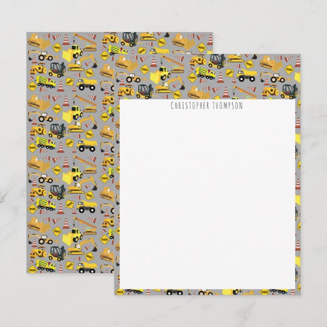 Barnens anläggning i Lastbilar Mönster Anteckningskort (Fram/baksida)