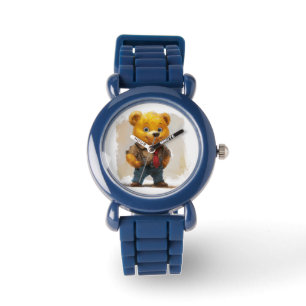 Barnens arbetsvecka Bear Blue Silicone Watch Armbandsur