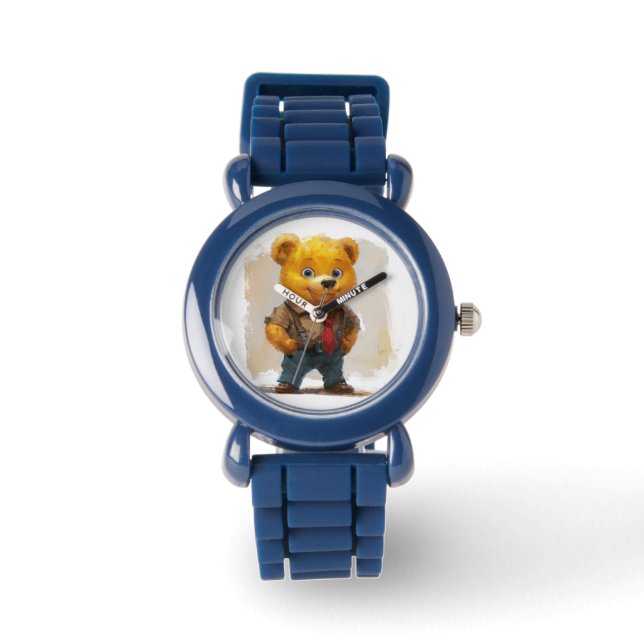 Barnens arbetsvecka Bear Blue Silicone Watch Armbandsur (Framsida)