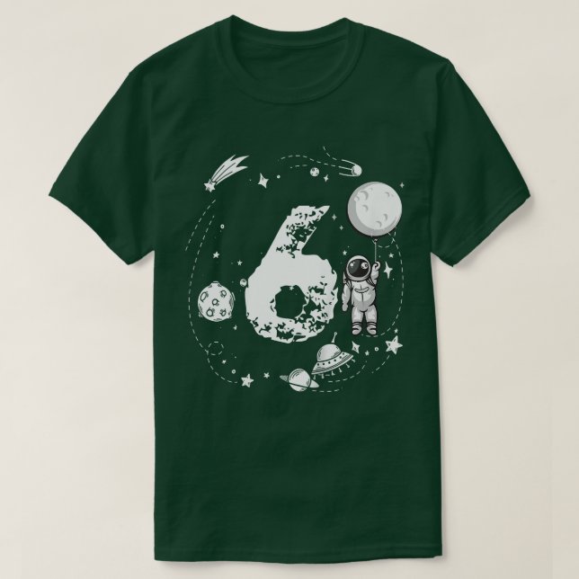 Barnens astronaut 6e födelsedag för astronaut 6 t shirt (Design framsida)