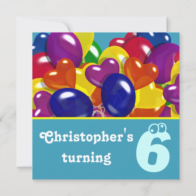 Barnens ballonger i party oavsett ålder inbjudningar (Framsida)