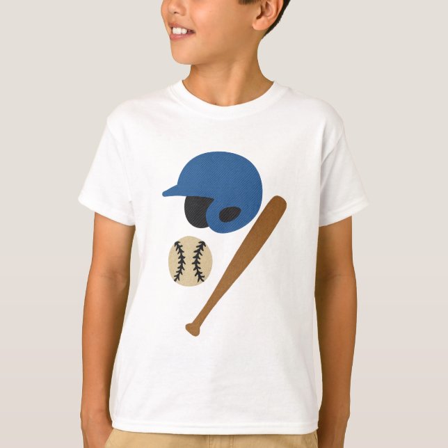 Barnens basebollt-shirt – gummitextstil t shirt (Framsida)