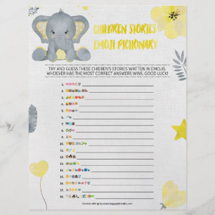 Barnens berättelse Emoji Pictionary [Baby Elephant Brevhuvud