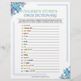 Barnens berättelse Emoji Pictionary [blå Blommigt] Brevhuvud